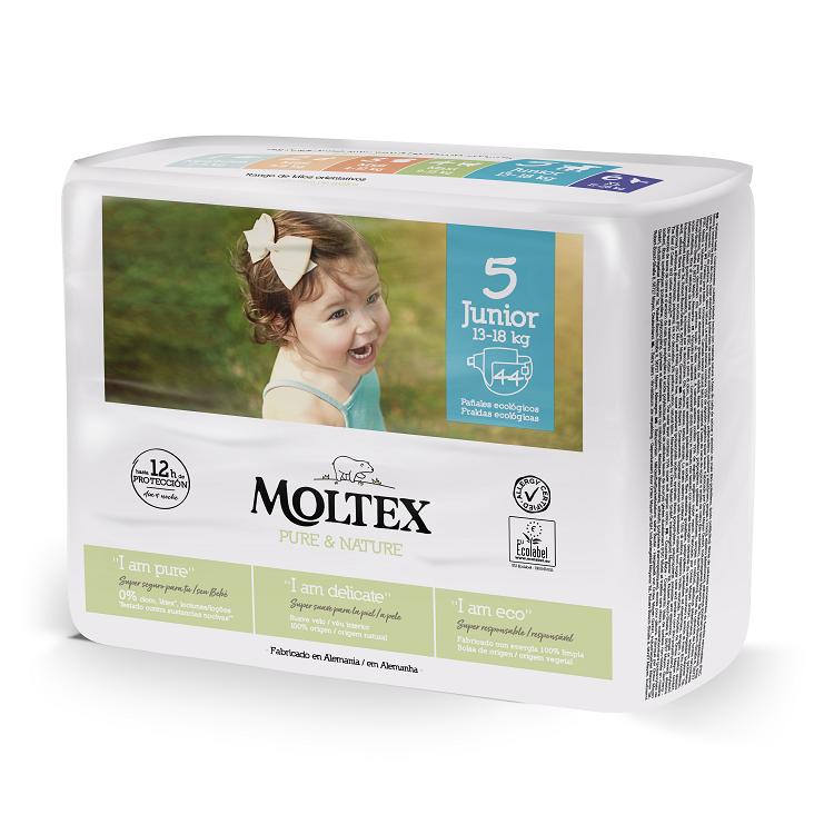 Pack poupança fraldas T5 (13-18 kg) Moltex Pure &amp; Nature, 176 unidades