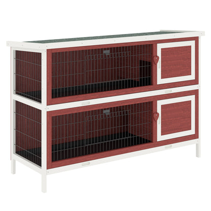Pawhut Conejera De Madera Exterior Con Techo Abatible Y Bandejas 136,4x50x93 Cm_0
