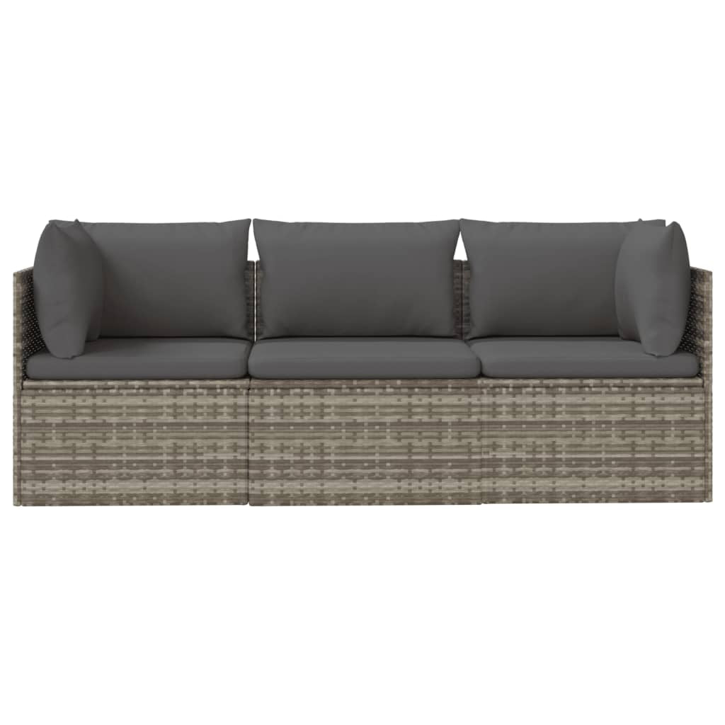Vidaxl Set De Muebles De Jardín 3 Pzas Y Cojines Ratán Sintético Gris_3