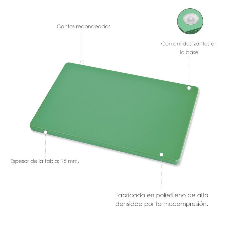 Tabla Cortar Polietileno 30x20x1,5 Cm.  Color Verde_2