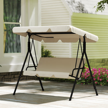 Outsunny Columpio De Jardín De 3 Plazas Techo Ajustable 172x118x153 Cm Beige_3