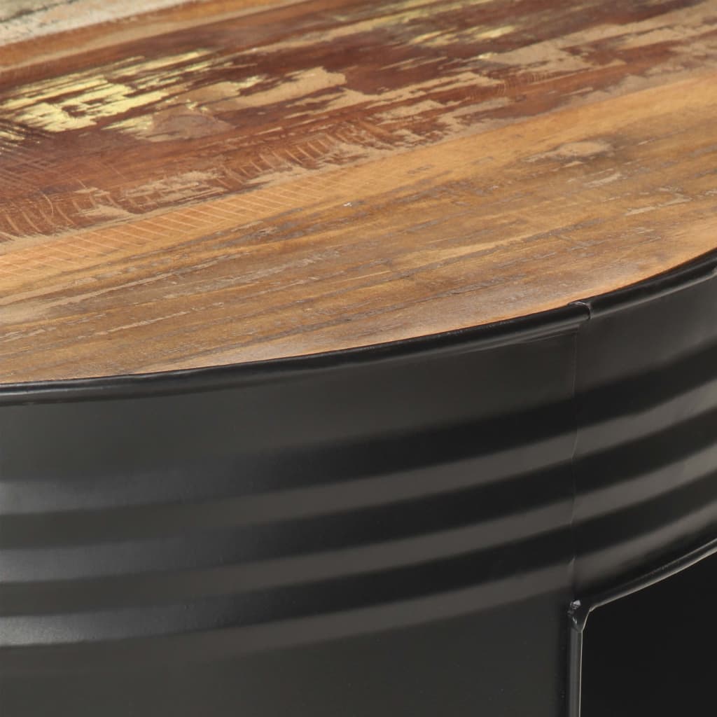 Mesa De Centro Madera Maciza Reciclada Negra 68x68x36 Cm_3
