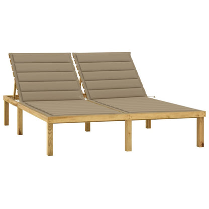 Vidaxl Tumbona Doble Y Cojines Beige Madera Pino Impregnada_0