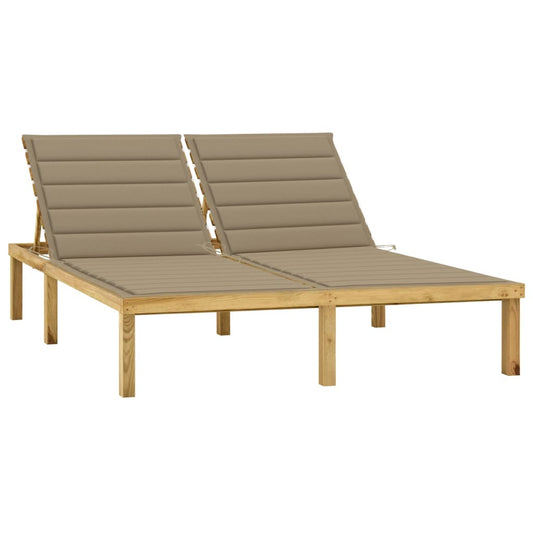 Vidaxl Tumbona Doble Y Cojines Beige Madera Pino Impregnada_0