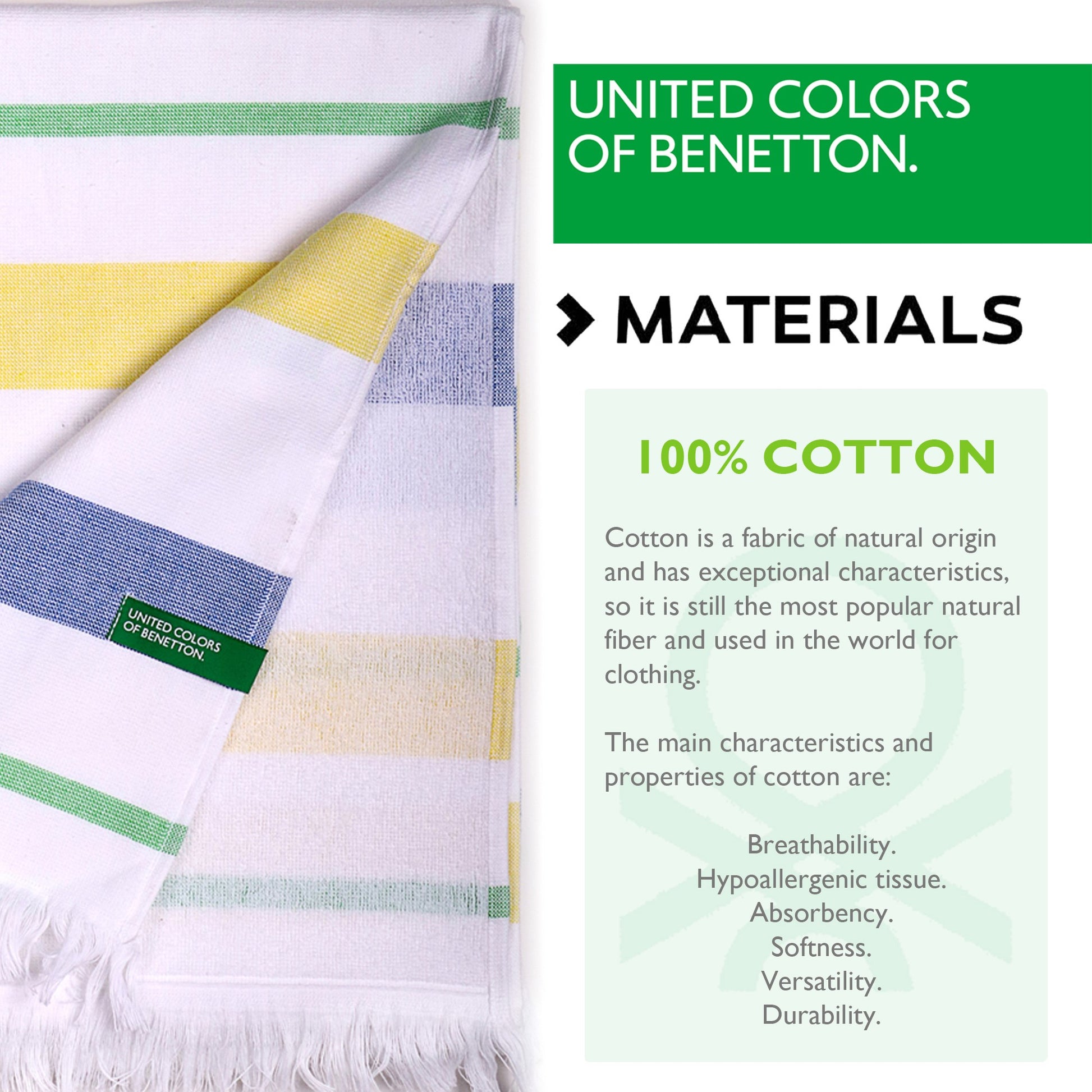 Hamman 80x165cm 350gsm 100%algodon Azul/amarillo Casa Benetton_2