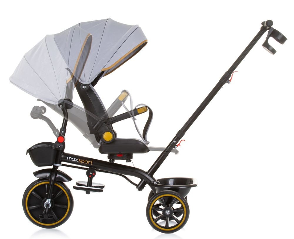 Triciclo Con Capota Y Mango Parental Max Sport Ash Grey_3