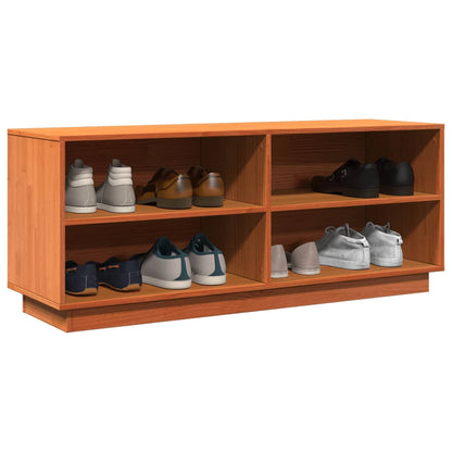 Mueble Zapatero Madera Maciza De Pino Marrón Cera 110x34x45 Cm / Vetonek_3