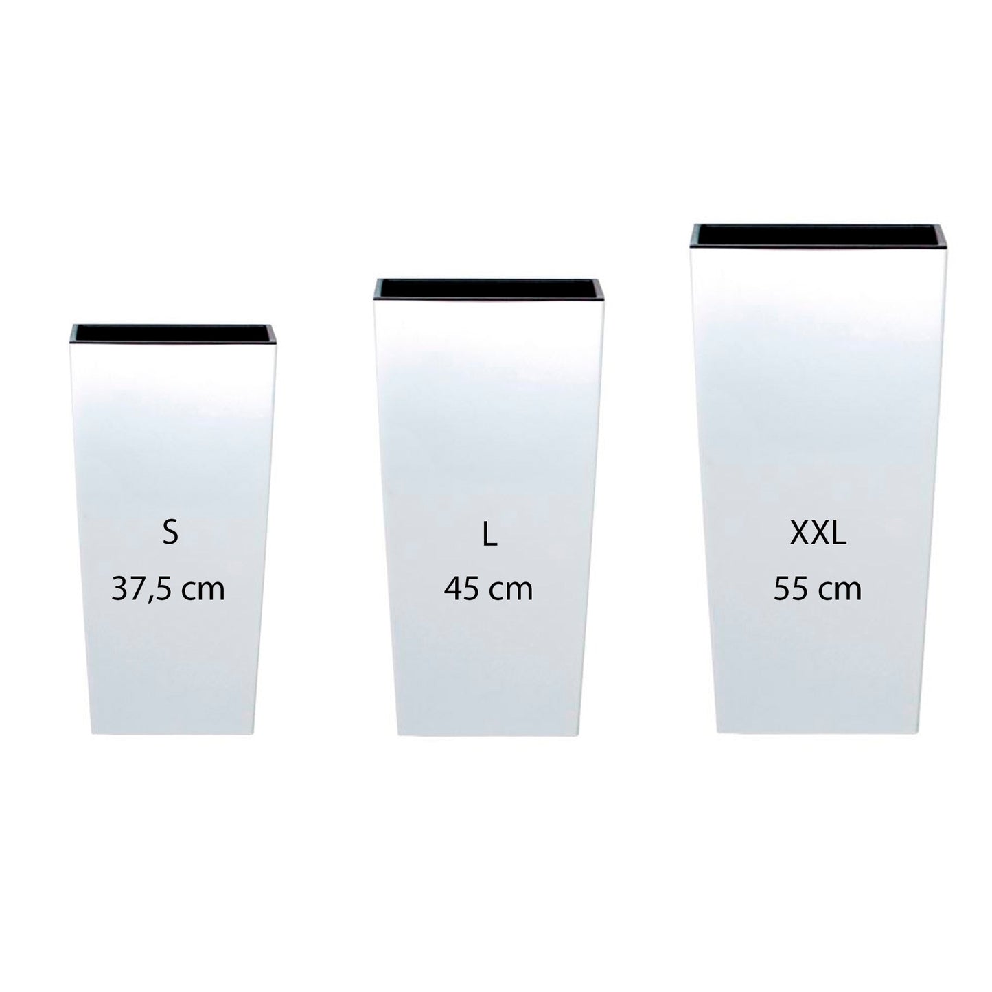 Pack 3 Macetas Altas Prosperplast (11,4/19/35 Litros) Urbi Square De Plastico En Color Blanco Con Deposito_0