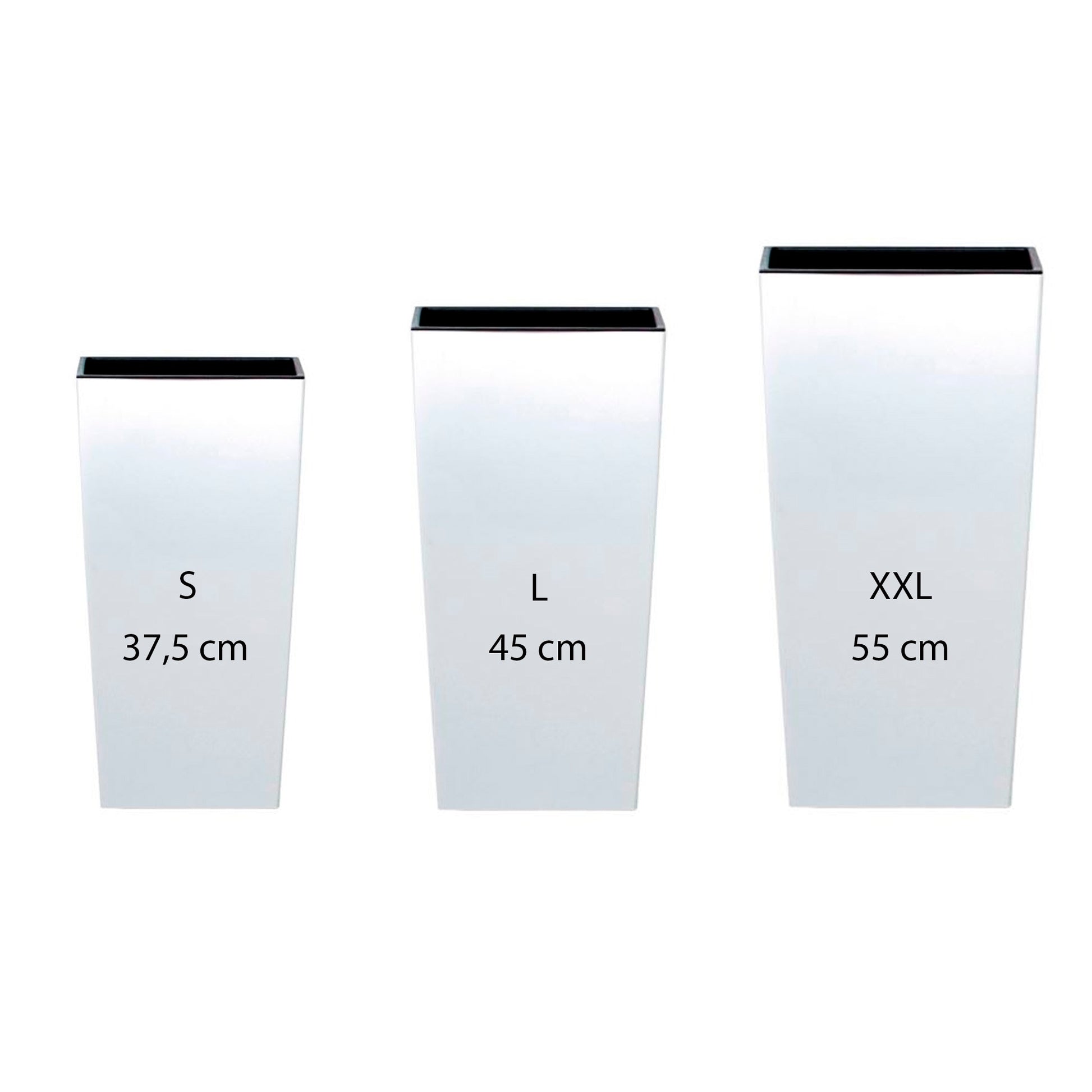 Pack 3 Macetas Altas Prosperplast (11,4/19/35 Litros) Urbi Square De Plastico En Color Blanco Con Deposito_0
