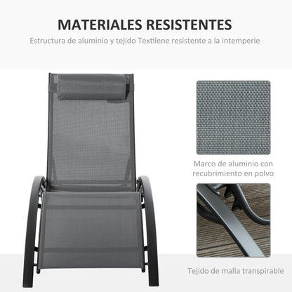 Outsunny Tumbona Reclinable Con Respaldo Ajustable Reposacabezas Extraíble_5