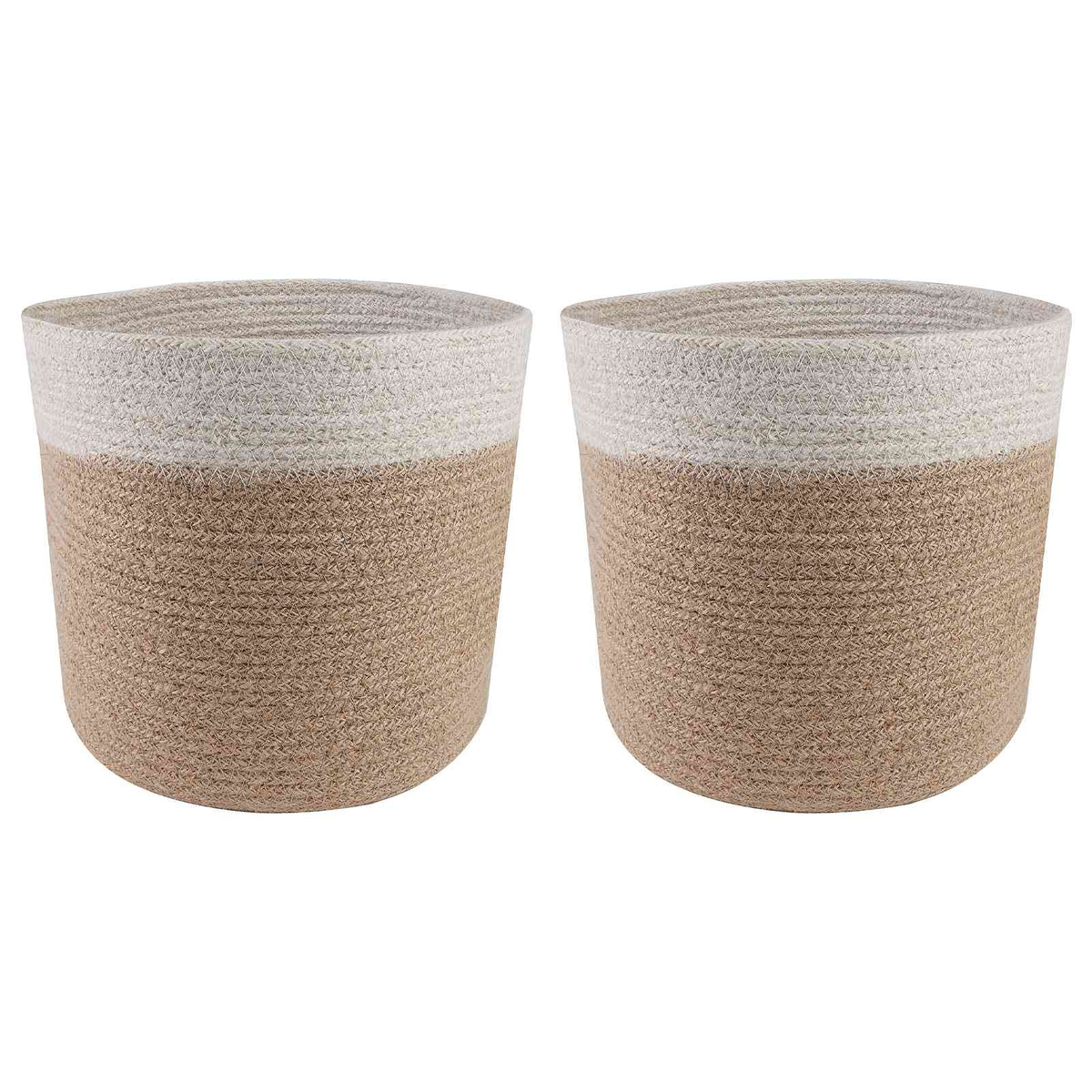 Set De Macetas De Planta 2 Uds. Natural Y Blanco Ø 21 X 21 Cm_0