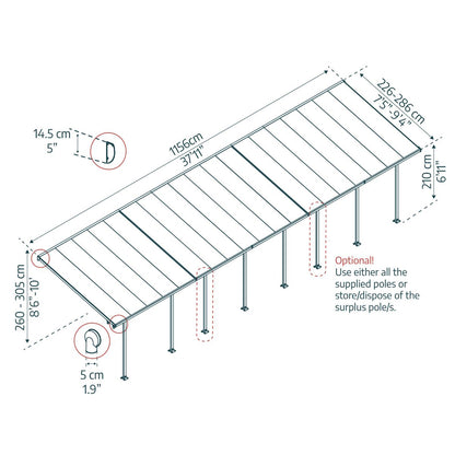 Canopy Fair Alumínio Pérgola Marquise 3x11,56 m Cinzento