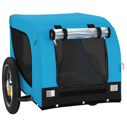 Remolque De Bicicleta Mascotas Hierro Tela Oxford Azul Negro_3