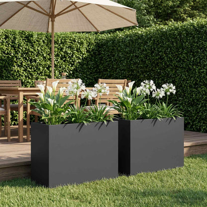 Macetero De Jardín 2 Uds. Negro 60 X 30 X 50 Cm_1