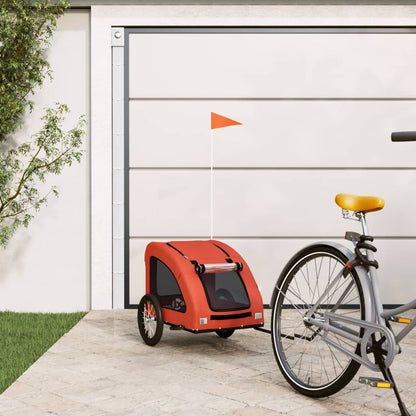 Remolque De Bicicleta Mascotas Hierro Tela Oxford Naranja_1