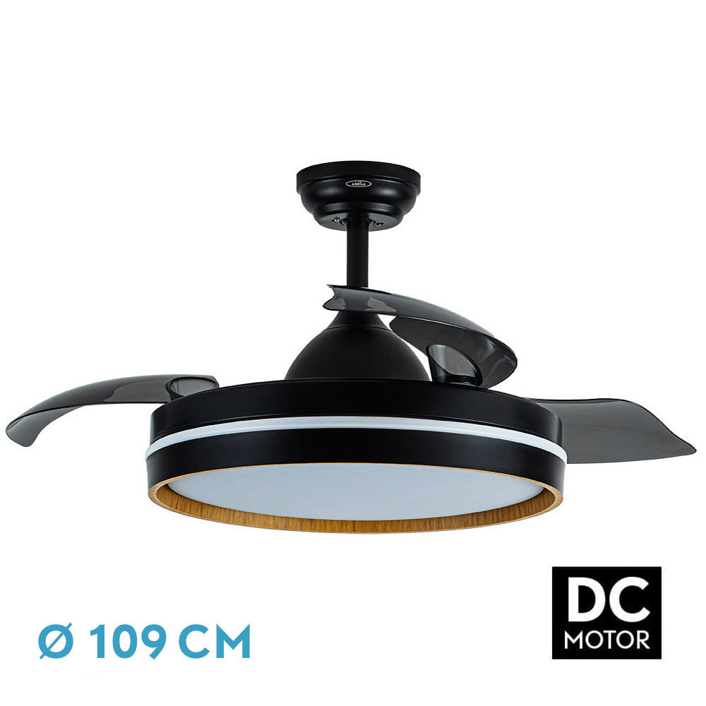 Ventilador Dc Nalon 72w Negro/madera Oscura 3aspas109d 7200lm 3000k,4500k,6000k Remoto+memoria+temporizador_0
