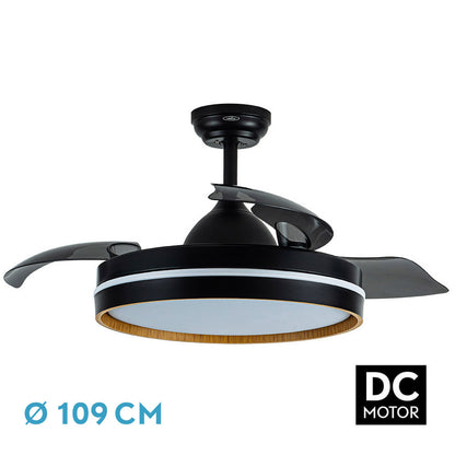 Ventilador Dc Nalon 72w Negro/madera Oscura 3aspas109d 7200lm 3000k,4500k,6000k Remoto+memoria+temporizador_0