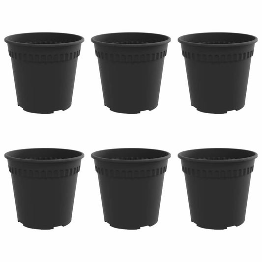 Maceta Redonda Para Flores 6 Uds. Negro Ø 19 X 16,5 Cm Plástico_0