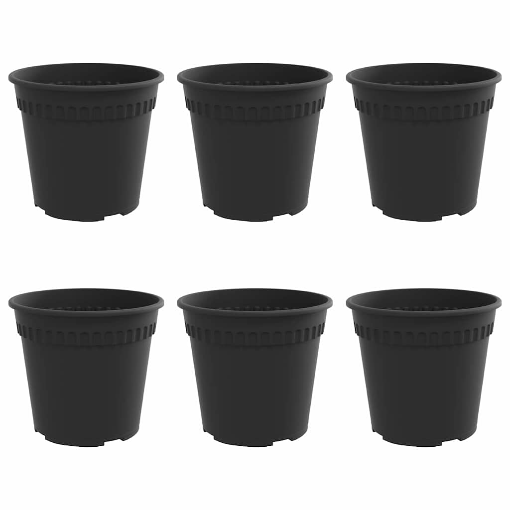 Maceta Redonda Para Flores 6 Uds. Negro Ø 19 X 16,5 Cm Plástico_0