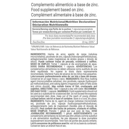 Picolinato De Zinc 22mg - 60 Cápsulas Vegetales - Zinc - Masmusculo_5