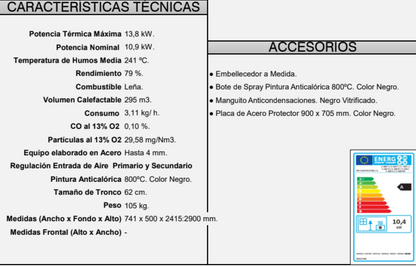 BRICOSOL Chimenea de leña frontal con turbina FM Modelo C-300 T Con Turbina, Vermiculita_2