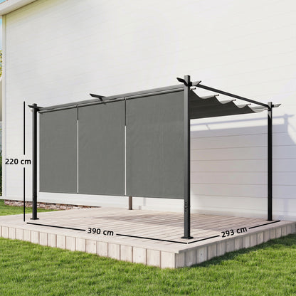 Outsunny Pérgola De Jardín 4x3 M Con Techo Retráctil Y 3 Laterales Enrollables_2