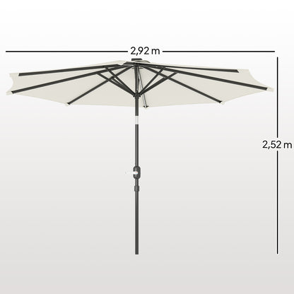 Outsunny Sombrilla Terraza Exterior Ø292x252 Cm Con Inclinación Ajustable Crema_2