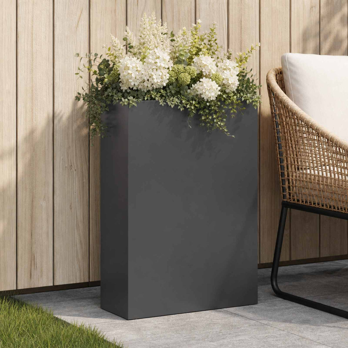 Macetero De Jardín Negro 40 X 20 X 75 Cm Acero Laminado En Frío_1
