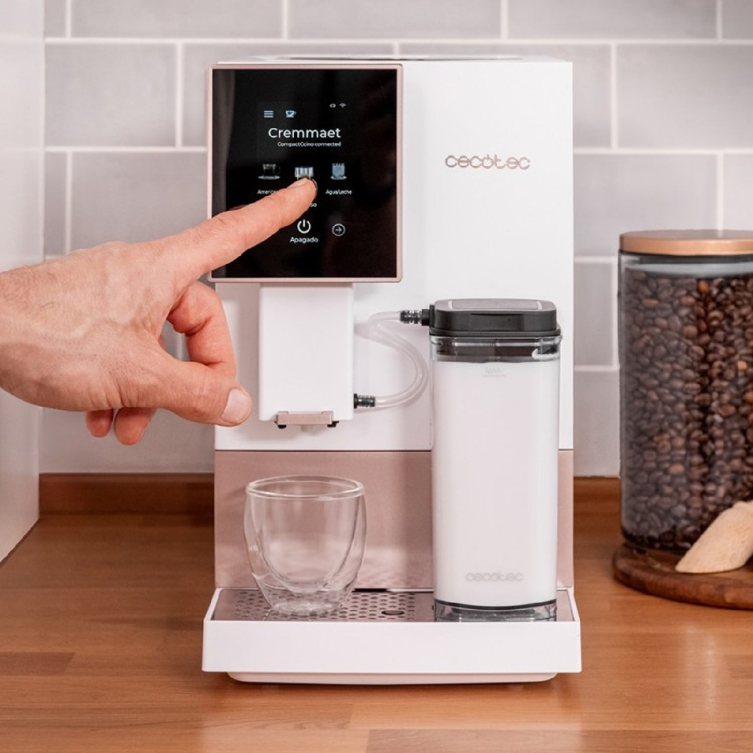 Cecotec Cafetera Superautomática Compacta Cremmaet Compactccino Connected White Rose, 19 Bares, Pantalla, Wifi_3