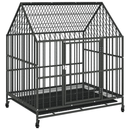 Jaula Para Perros Con Ruedas Acero Galvanizado Negro_0