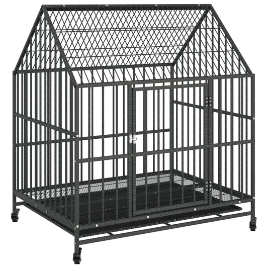 Jaula Para Perros Con Ruedas Acero Galvanizado Negro_0