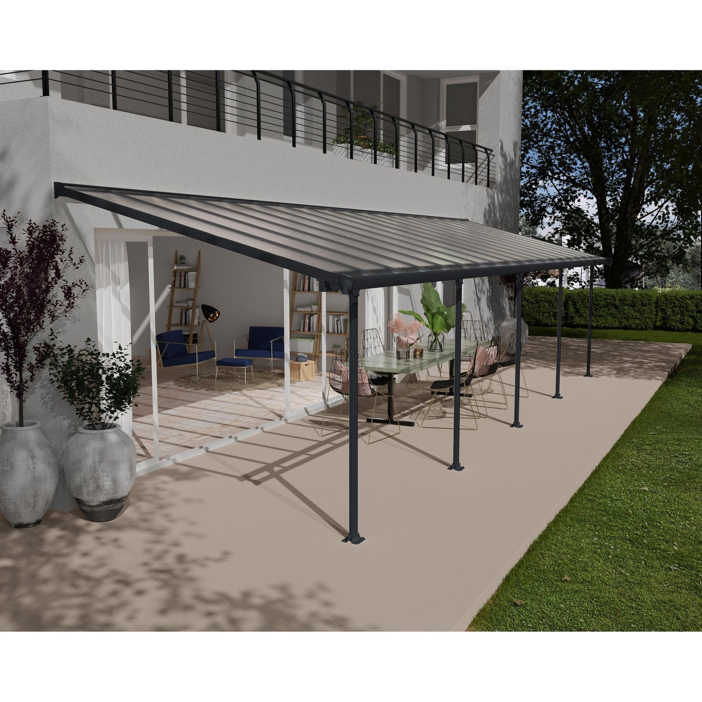Pérgola anexa Feria 300x971 cm cinzento 
