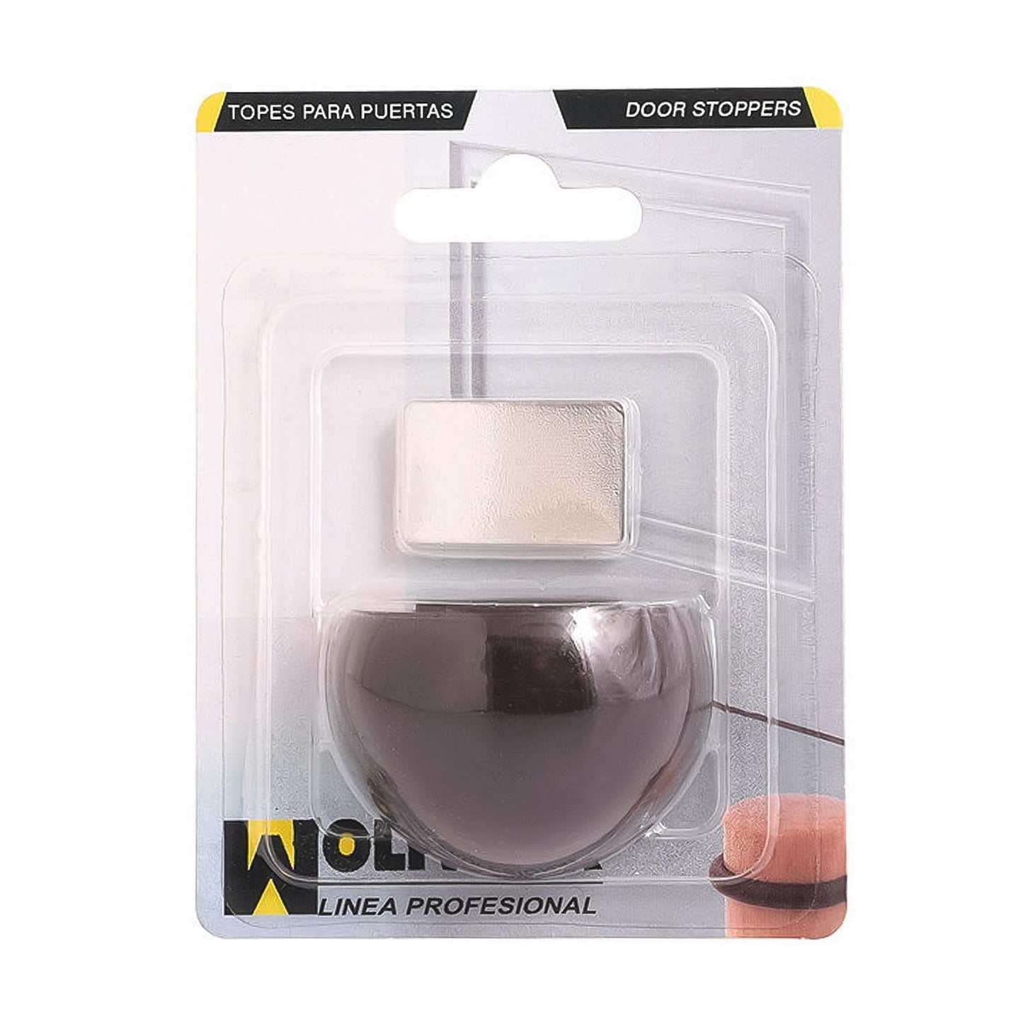 Tope Puerta Adhesivo Con Imán Retenedor Marrón