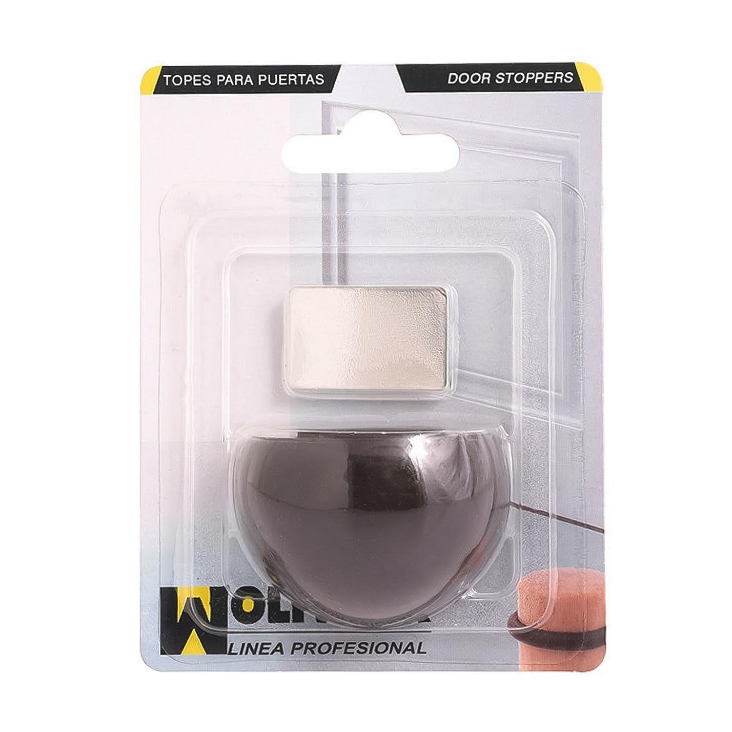 Tope Puerta Adhesivo Con Imán Retenedor Marrón