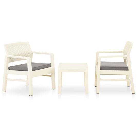 Vidaxl Set De Muebles De Jardín 3 Piezas Con Cojines Plástico Blanco_0