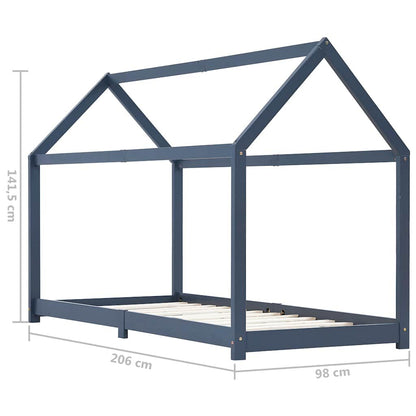 Vidaxl Estructura De Cama Infantil Madera Maciza Pino Gris 90x200 Cm_2