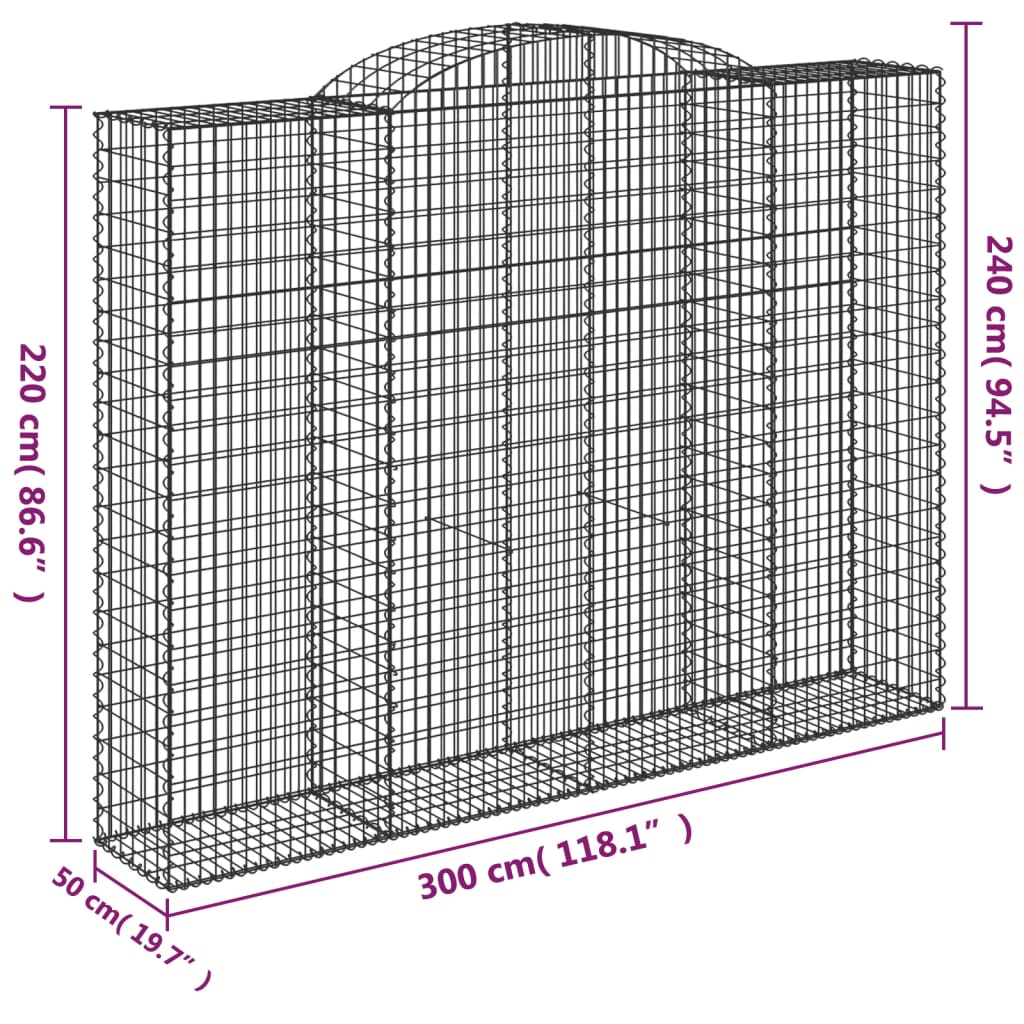 Cestas De Gaviones 2 Uds Forma De Arco Hierro 300x50x220/240 Cm_5