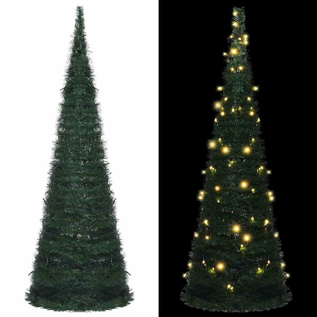 Vidaxl Árbol De Navidad Emergente Preiluminado Con Luces Verde 180 Cm_0