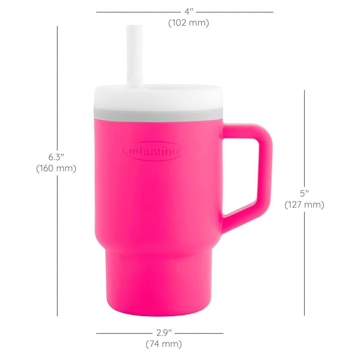 Infantino Mi Primer Vaso, Pajita Resistente Y Asa Para Niños Pequeños, Fácil De Limpiar, 250ml, Fucsia_2