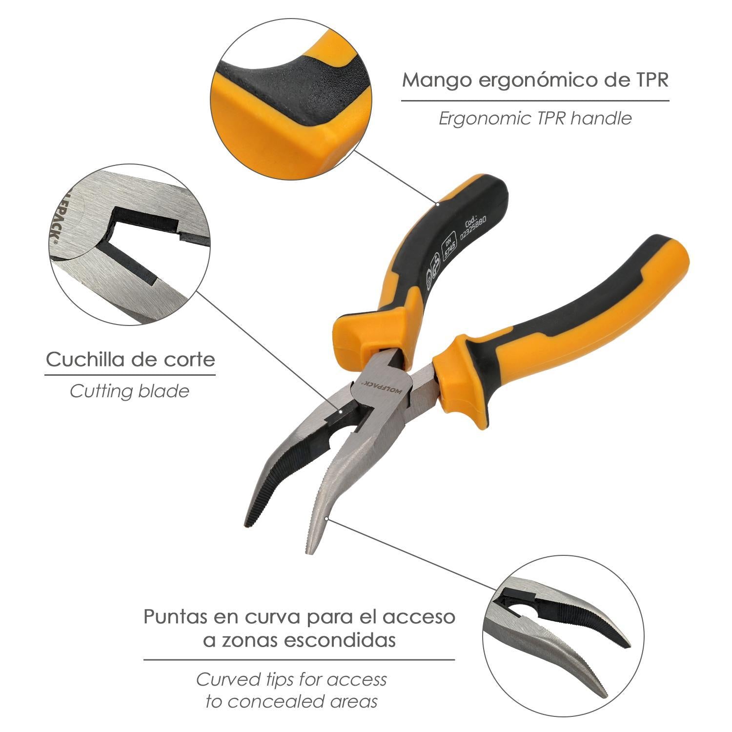 Alicates Boca Curva 150 Mm. Acero Din 5745 Alicates Punta Curva, Alicates Boca Curva Larga,