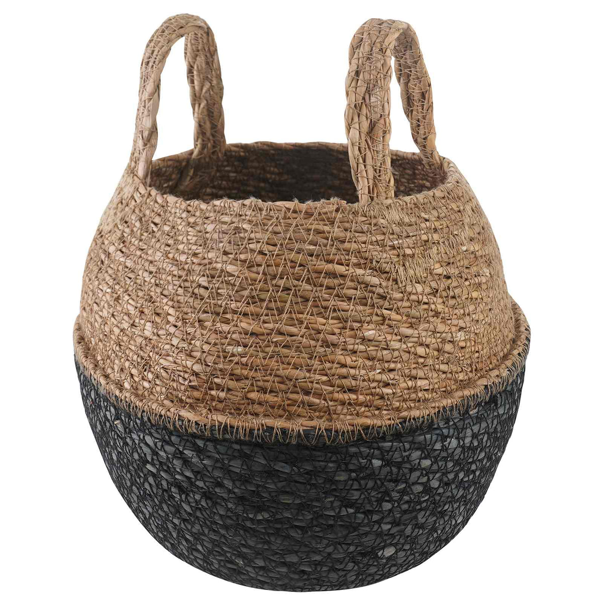 Maceta Con Asas Negro Ø 22 X 20 Cm 100% Hierba Marina_0