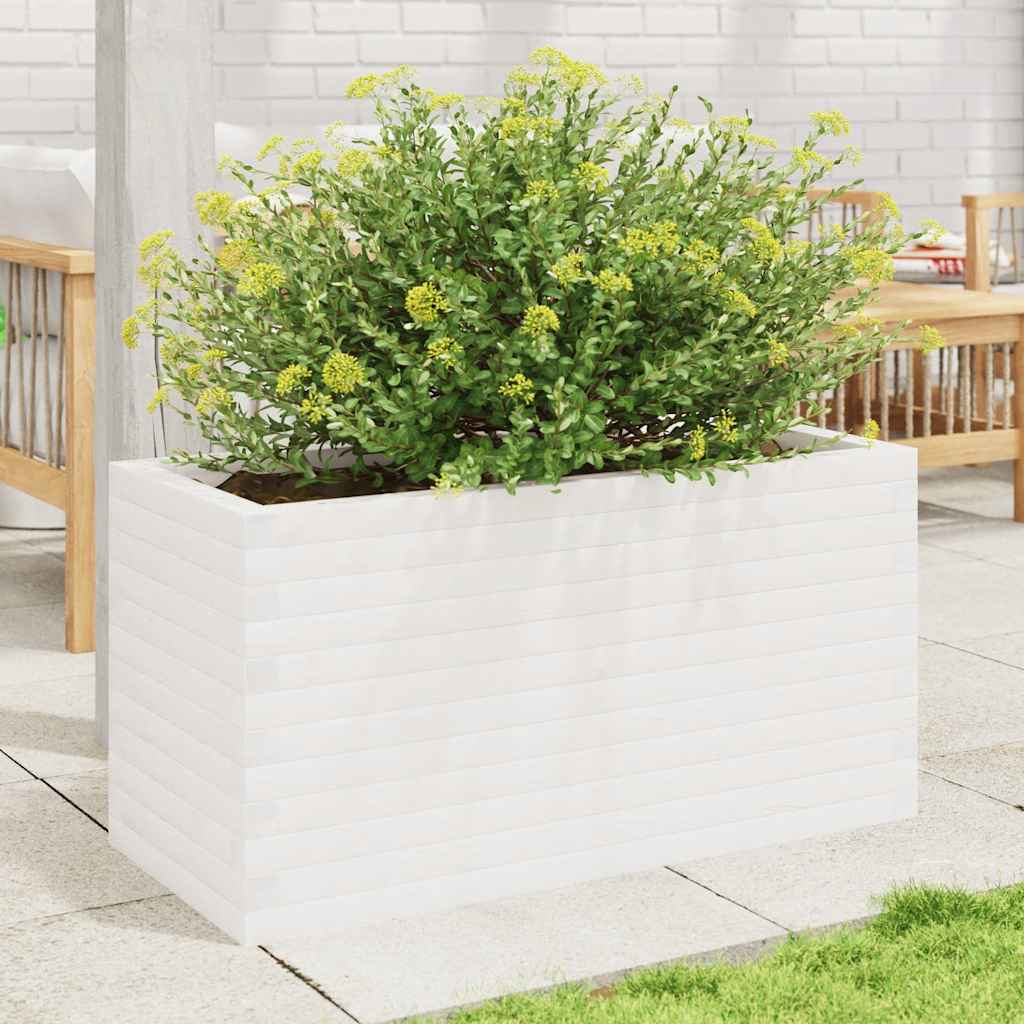 Jardinera Madera Maciza De Pino Blanco 90x40x45,5 Cm_2