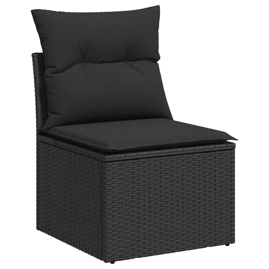 Set Sofás Jardín Y Cojines 5 Pzas Ratán Sintético Acacia Negro / Vetonek_0