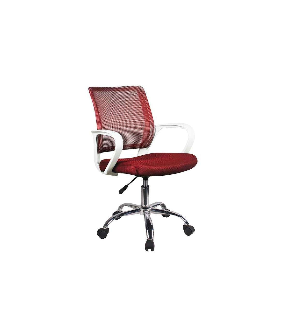 Silla Despacho De Diseño Moderno Giratoria Elevable Acabado Rojo, 53 Cm(ancho) 79/91 Cm(altura) 49 Cm(fondo)_0