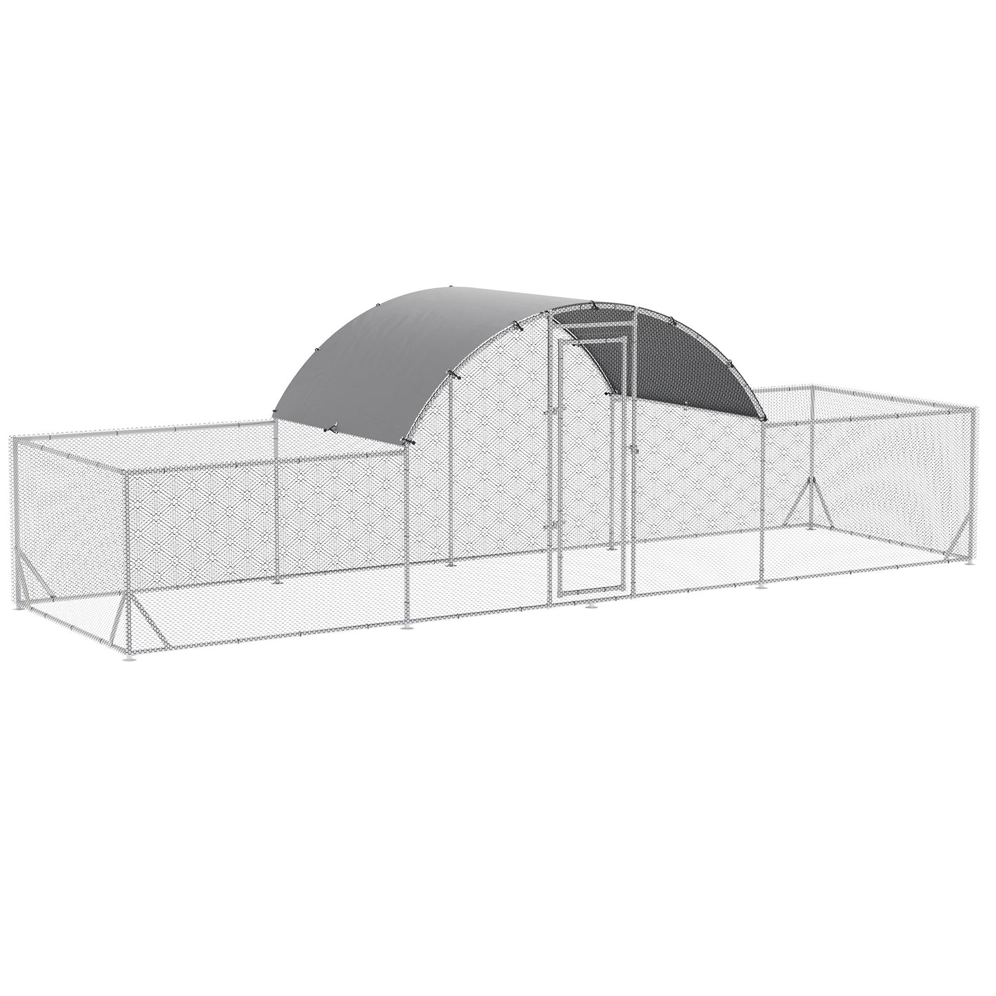 Pawhut Gallinero De Exterior 6,6x2x2m Cubierta De Pe Anti-uv E Impermeable Plata_0
