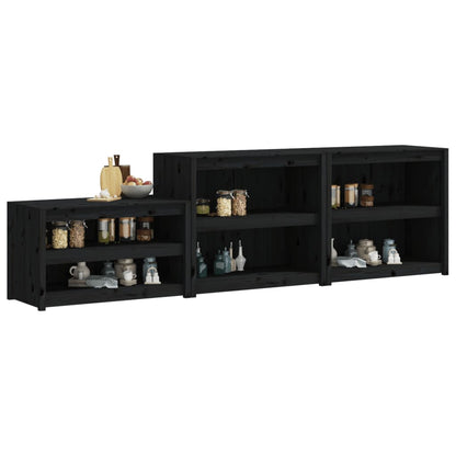 Muebles De Cocina De Exterior 3 Pzas Madera Maciza Pino Negro_2