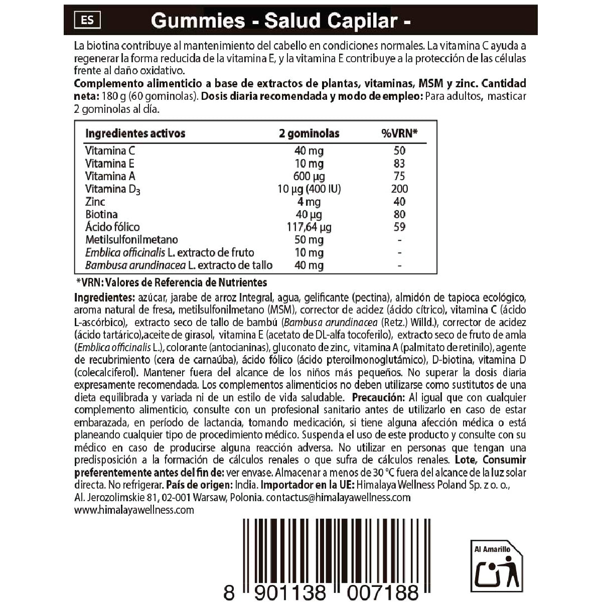 Gummies Salud capilar Himalaya 60 cápsulas