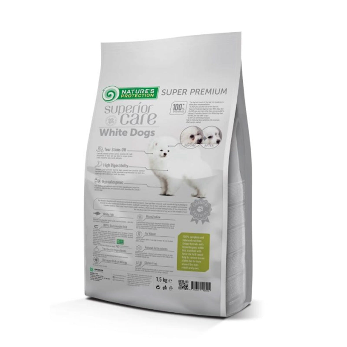 White Dog 1,5 kg Nature's Protection Junior Dog Food com peixe branco
