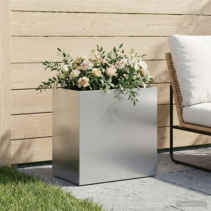 Macetero De Jardín Plateado 50 X 30 X 40 Cm Acero Galvanizado_1