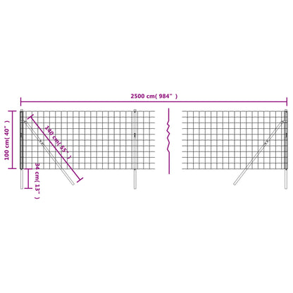 Cerca De Alambre De Acero Galvanizado Verde 1x25 M / Vetonek_0